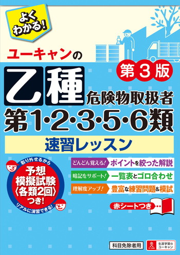 危険物取扱者試験のユーキャンの教材です。 ユーキャンの乙種第4類危険物取扱者 速習レッスン 第5版【別冊ポイント