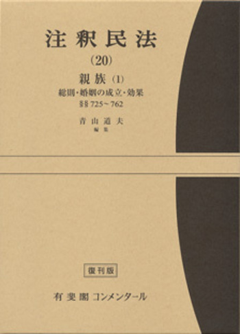 注釈民法 第20巻 親族(1) 総則・婚姻の成立・効果 【復刊版】 - 有斐閣