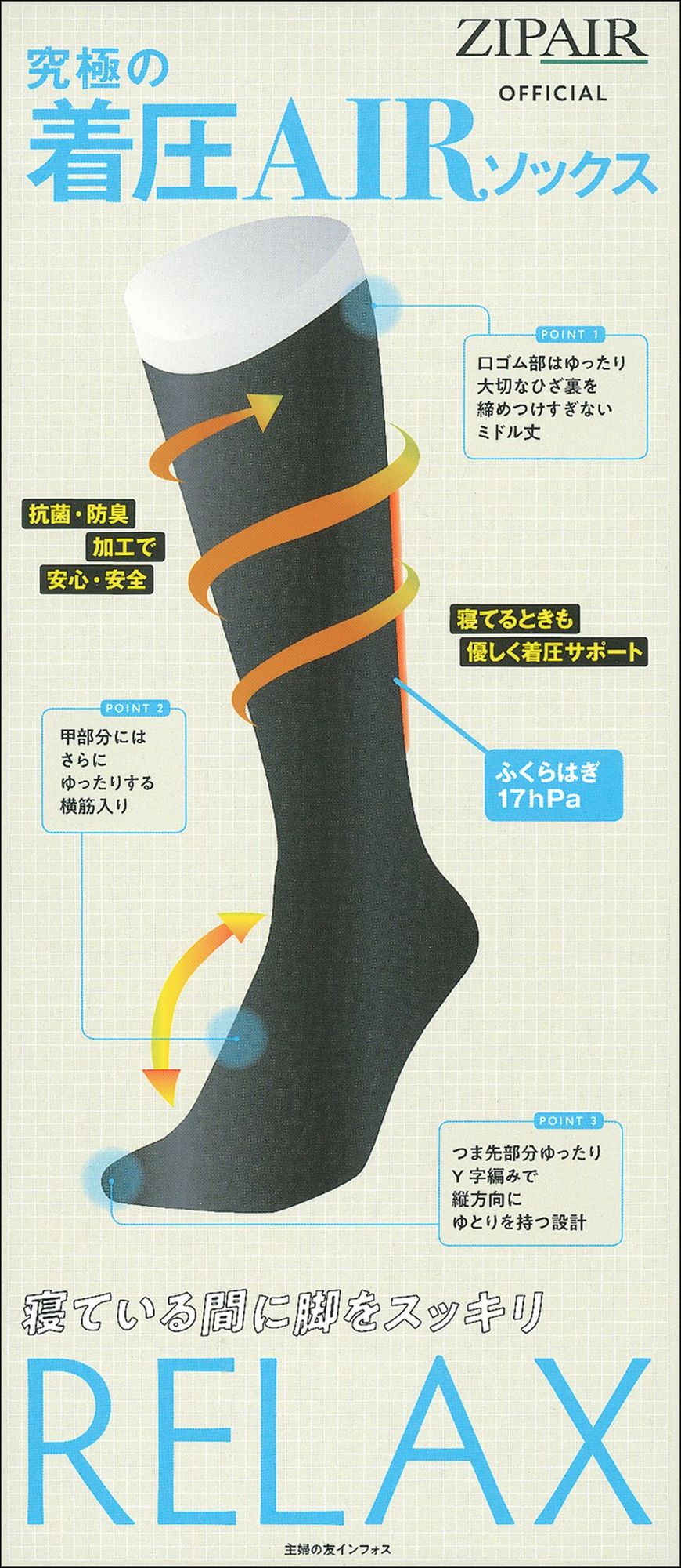 ZIPAIR OFFICIAL 究極の着圧Airソックス RELAX